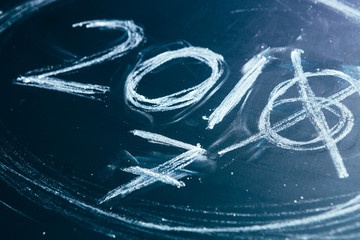 2016 crossed and new years 2017 on chalkboard