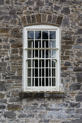 Grey Brown Stone Wall Metal Window Castle Detail