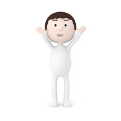 Cartoon Character Boy Raising Arms