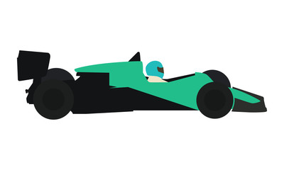 Old formula racing car. Flat vector illustration