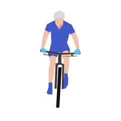 Mountain biking, flat vector illustration. Front view. Cyclist i
