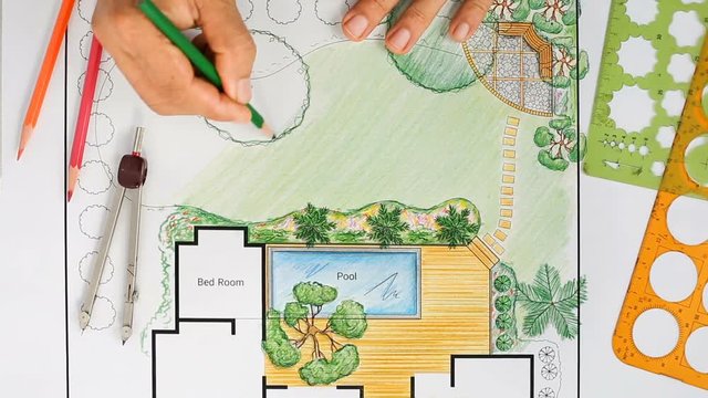 Landscape architect design backyard plan for villa