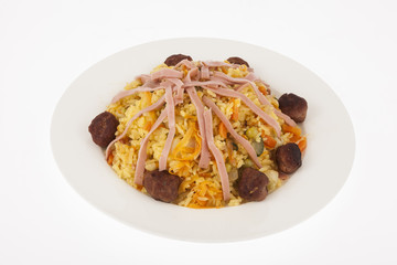 Delicious rice with vegetables and meat
