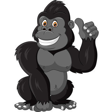 Cartoon funny gorilla giving thumb up