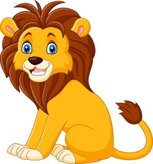 Naklejka premium Cartoon lion sitting 