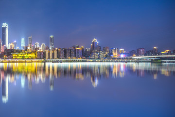 night scene of chongqing from water