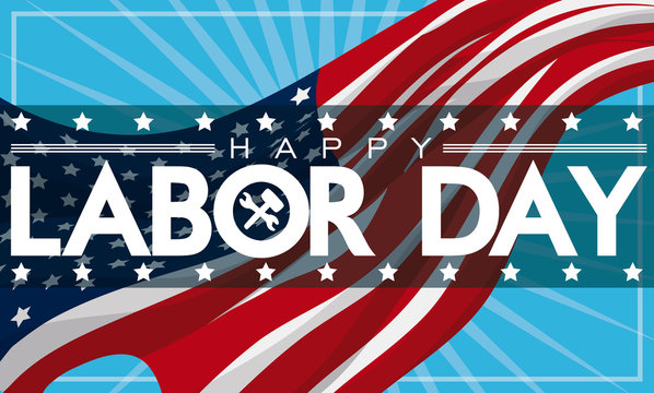 Patriotic Labor Day Banner With American Flag, Vector Illustration