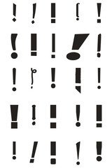 Exclamation Point Icon black Set