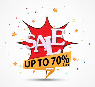 Sale Discount design with shopping bag and confetti