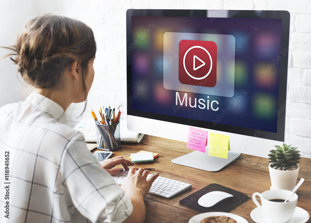 Poster music player button application icon graphic concept