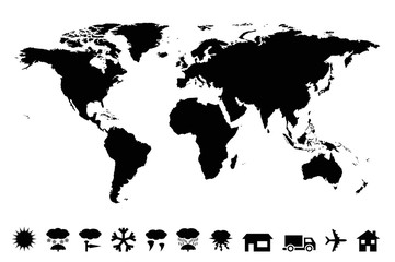world map and icons