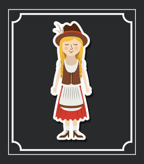 woman german germany cartoon avatar cloth traditional oktoberfest icon. Colorful and Flat design. Vector illustration