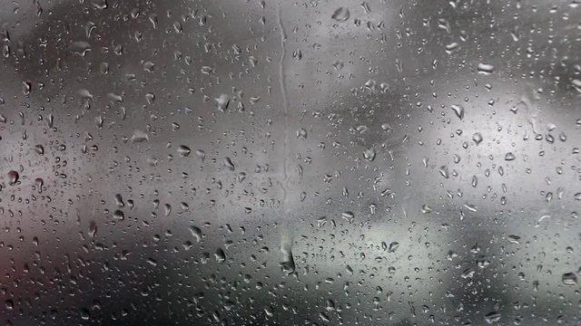 Rain running down window