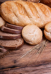 Fresh bread and wheat ears
