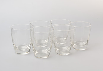 glass cup or empty glass mug on background.