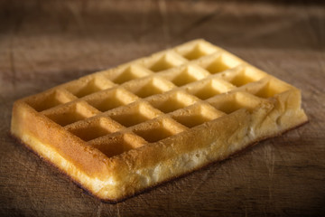 Fresh waffle on wood