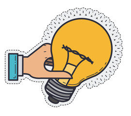 light bulb hand power energy icon. Colorful and Flat design. Vector illustration