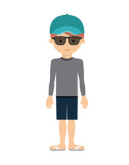 boy hat kid swimming cloth cartoon summer icon. Isolated colorful and flat design. Vector illustration