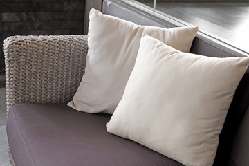 pillows on sofa in living room