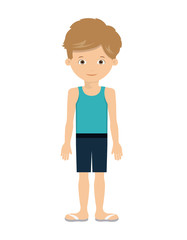 boy kid swimming cloth cartoon summer icon. Isolated colorful and flat design. Vector illustration