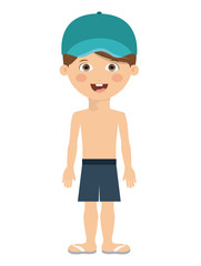 boy hat kid swimming cloth cartoon summer icon. Isolated colorful and flat design. Vector illustration