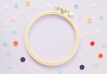 Embroidery hoop and colorful botton