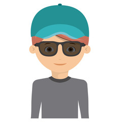 boy hat glasses kid swimming cloth cartoon summer icon. Isolated colorful and flat design. Vector illustration