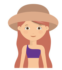 girl hat kid swimming cloth cartoon summer icon. Isolated colorful and flat design. Vector illustration