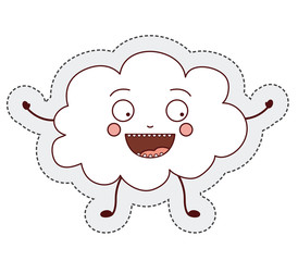 cloud cartoon sticker face happy icon. Isolated and Flat design. Vector illustration