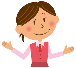 笑顔のオフィスレディーのイメージイラスト（上半身）