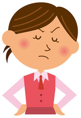 怒っているオフィスレディーのイメージイラスト（上半身）