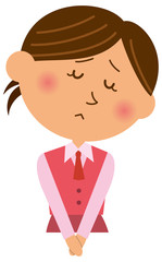 落ち込んでいるオフィスレディーのイメージイラスト（上半身）