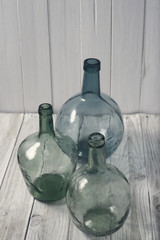 green glass carafes
