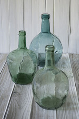green glass carafes