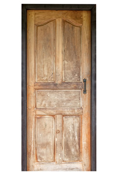 Wood door on white background , isolated