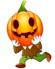 Happy kid wearing pumpkin costume