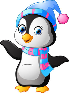 Cartoon penguin presenting