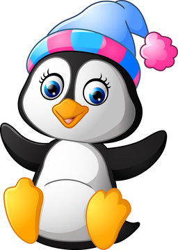 Cartoon funny baby penguin