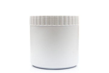 White medical container on white background
