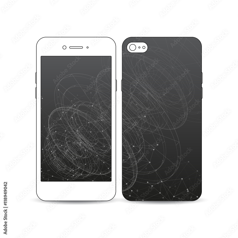 Aufkleber mobile smartphone with an example of the screen and cover design isolated on white background. molec