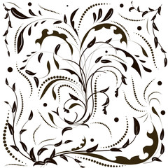 Floral design element with swirling leaves, flowers. Can be used as a background, decor, decoupage, textile, invitation.