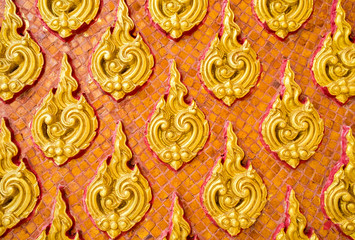 Pattern fire gold of thai traditional decorate on wall temple