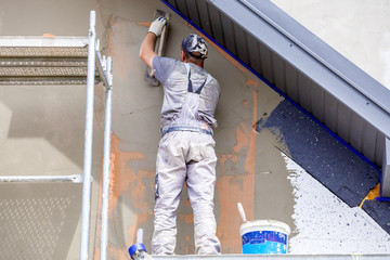 Plasterer crafts man worker plastering