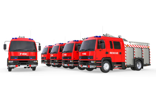Emergency vehicles fleet / 3D render image representing an emergency vehicles fleet
