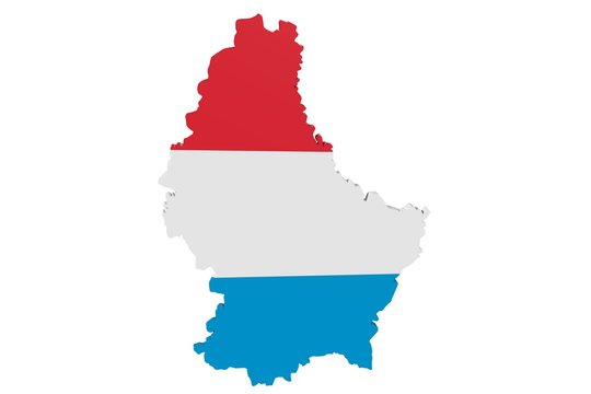 3D map of Luxembourg in the colors of the national flag