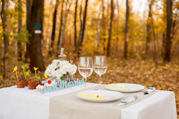 Served table with the inscription 
