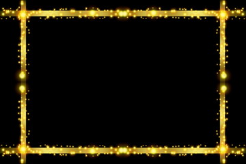 Illustration of a golden, sparkling frame