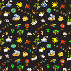 Travel seamless pattern  with  doodles icons
