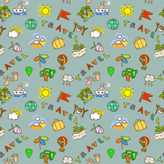 Travel seamless pattern  with  doodles icons
