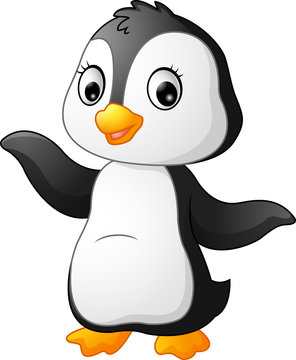 Cute funny penguin presenting